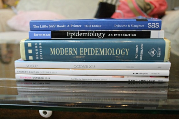 On my coffee table, often yes, fashion magazines and nerdy, scientific books and journals. ;)