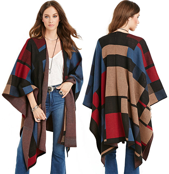 forever-21-square-patterned-open-front-poncho-burberry-knockoff